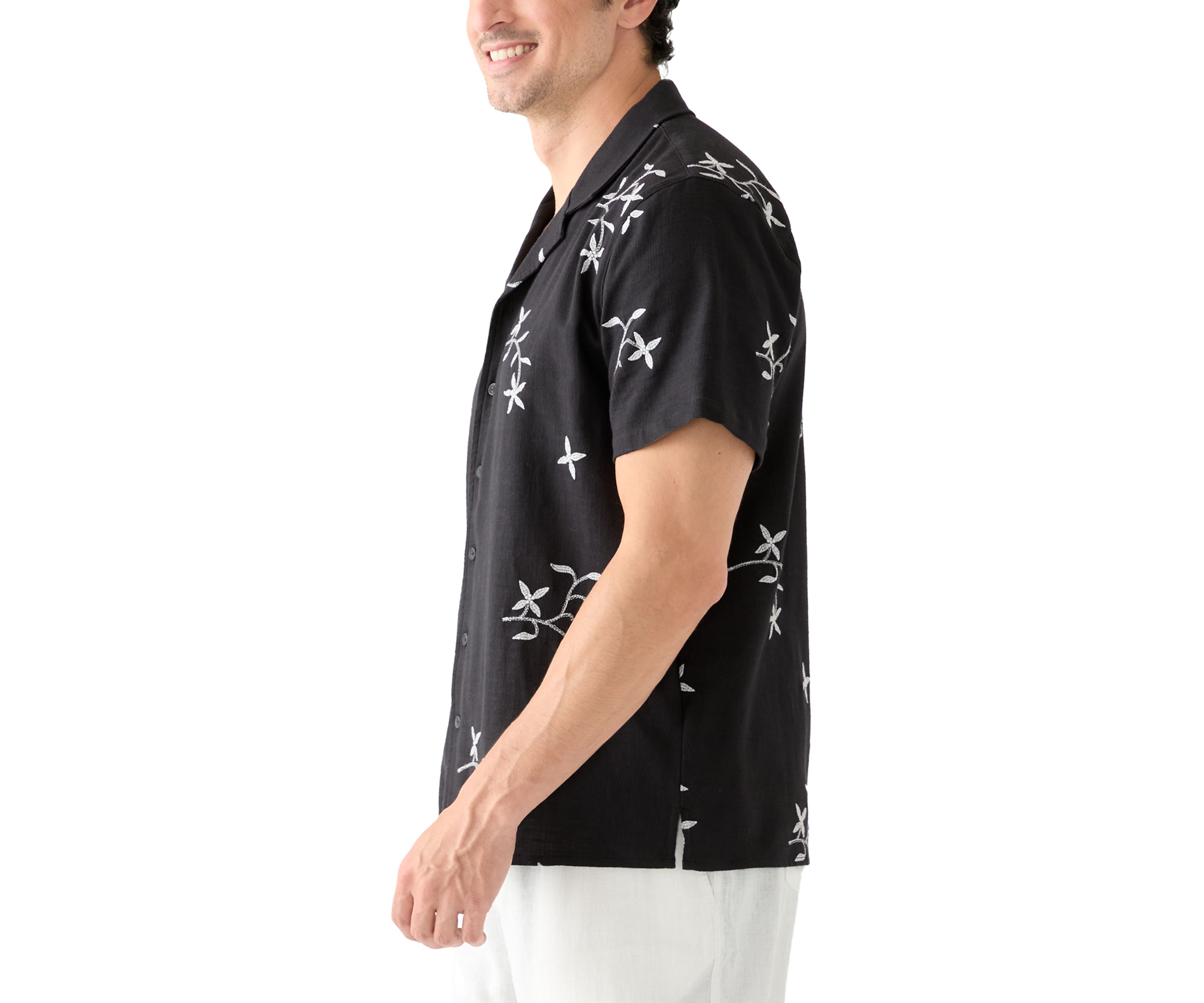 Mens Embroidered Camp Shirt