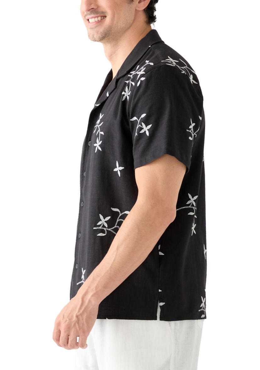 Mens Embroidered Camp Shirt