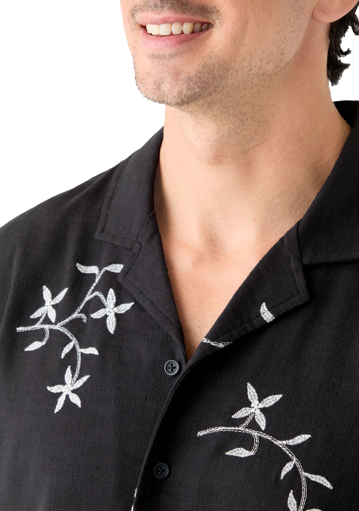 Mens Embroidered Camp Shirt