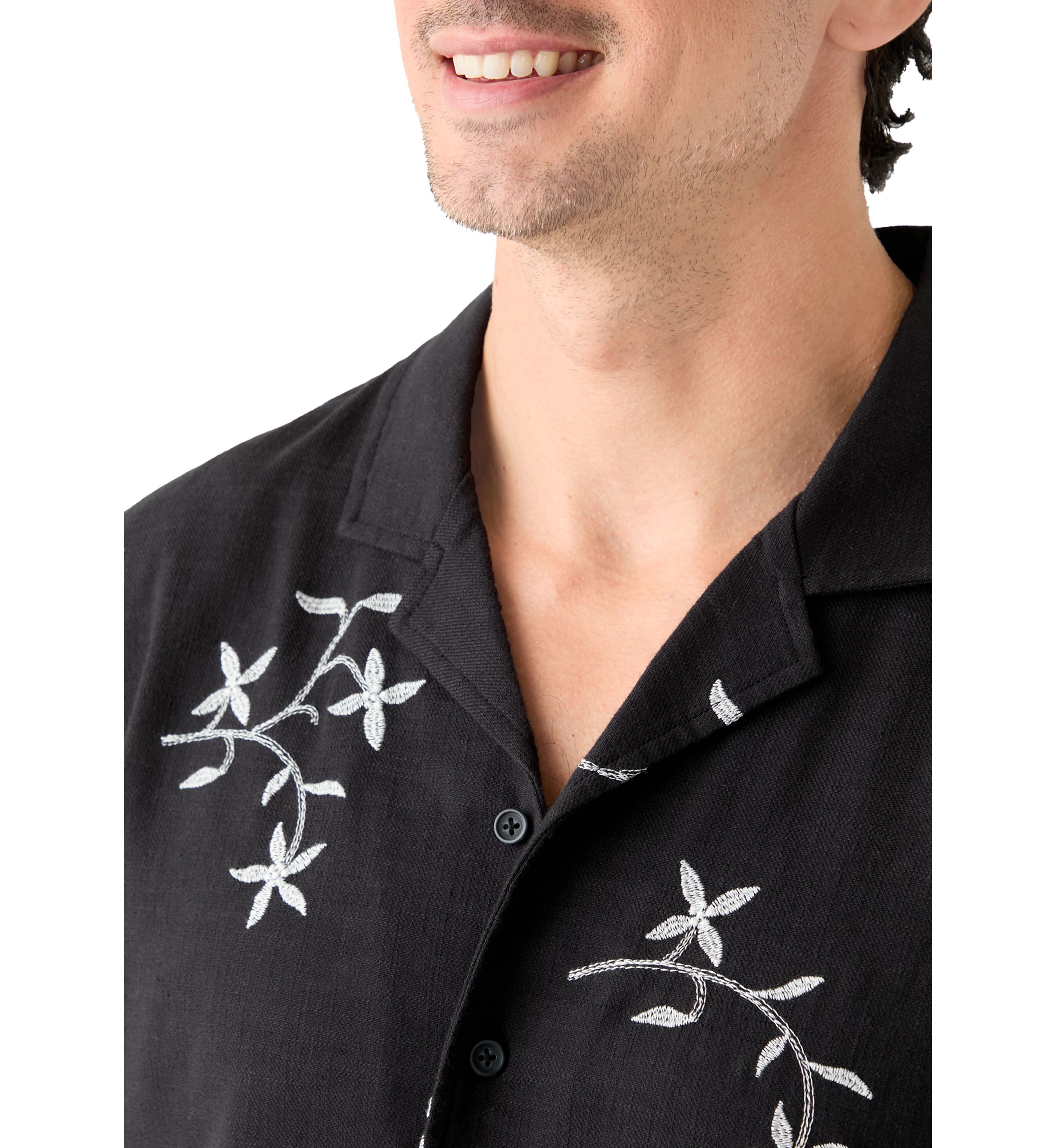 Mens Embroidered Camp Shirt