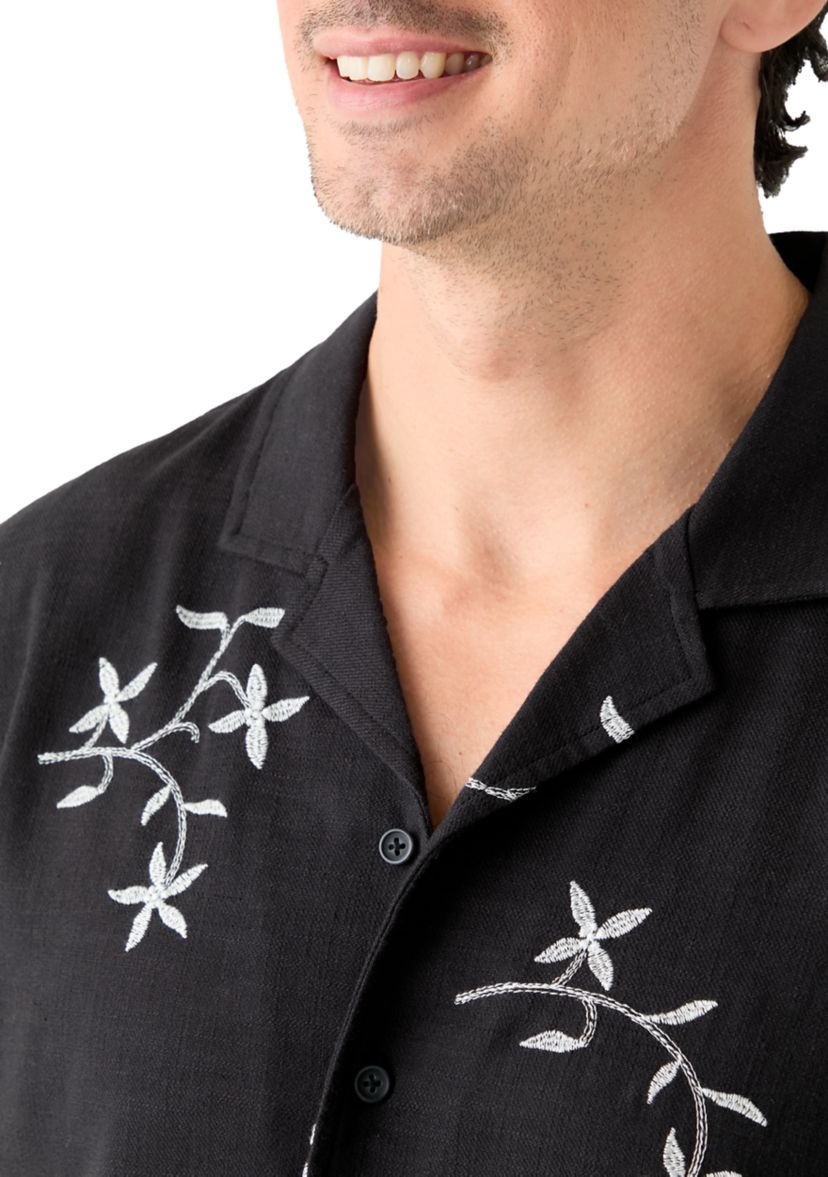 Mens Embroidered Camp Shirt