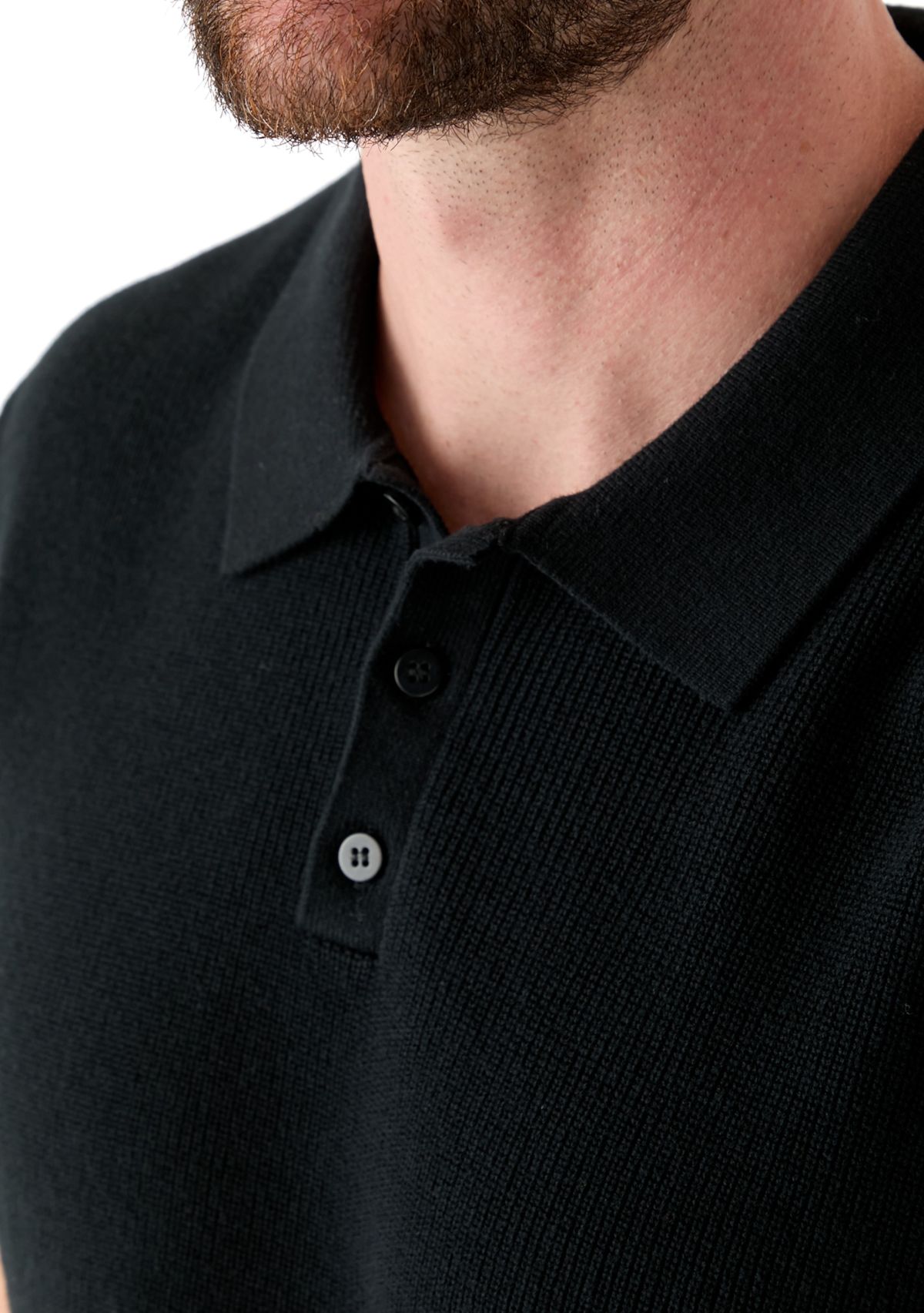 Mens Ribbed Knit Cotton Polo Sweater