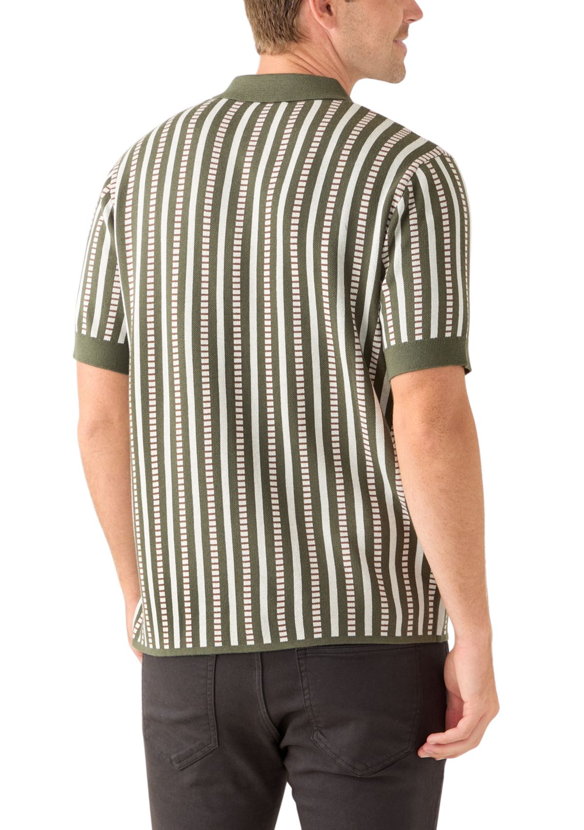 Mens Short Sleeve Patterned Button Up Polo Shirt 