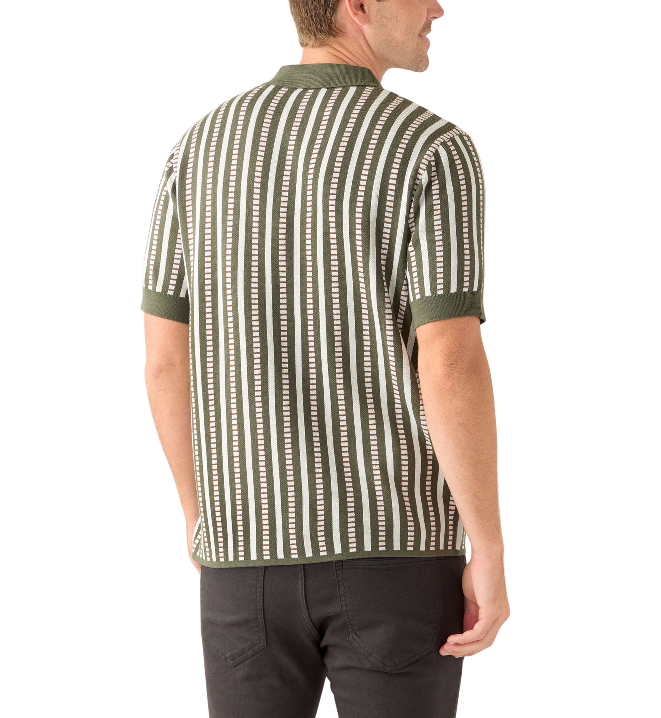 Mens Short Sleeve Patterned Button Up Polo Shirt 