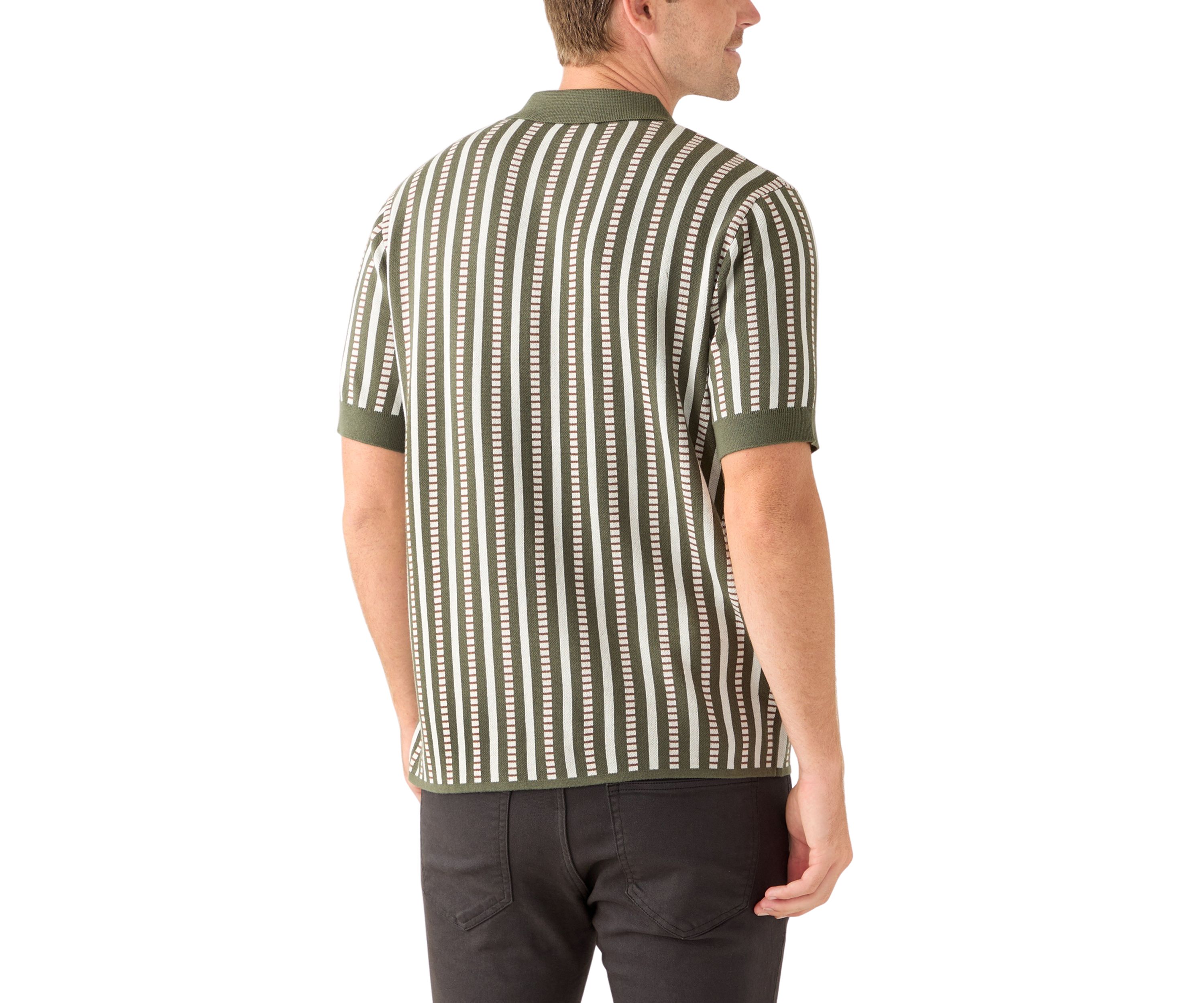 Mens Short Sleeve Patterned Button Up Polo Shirt 