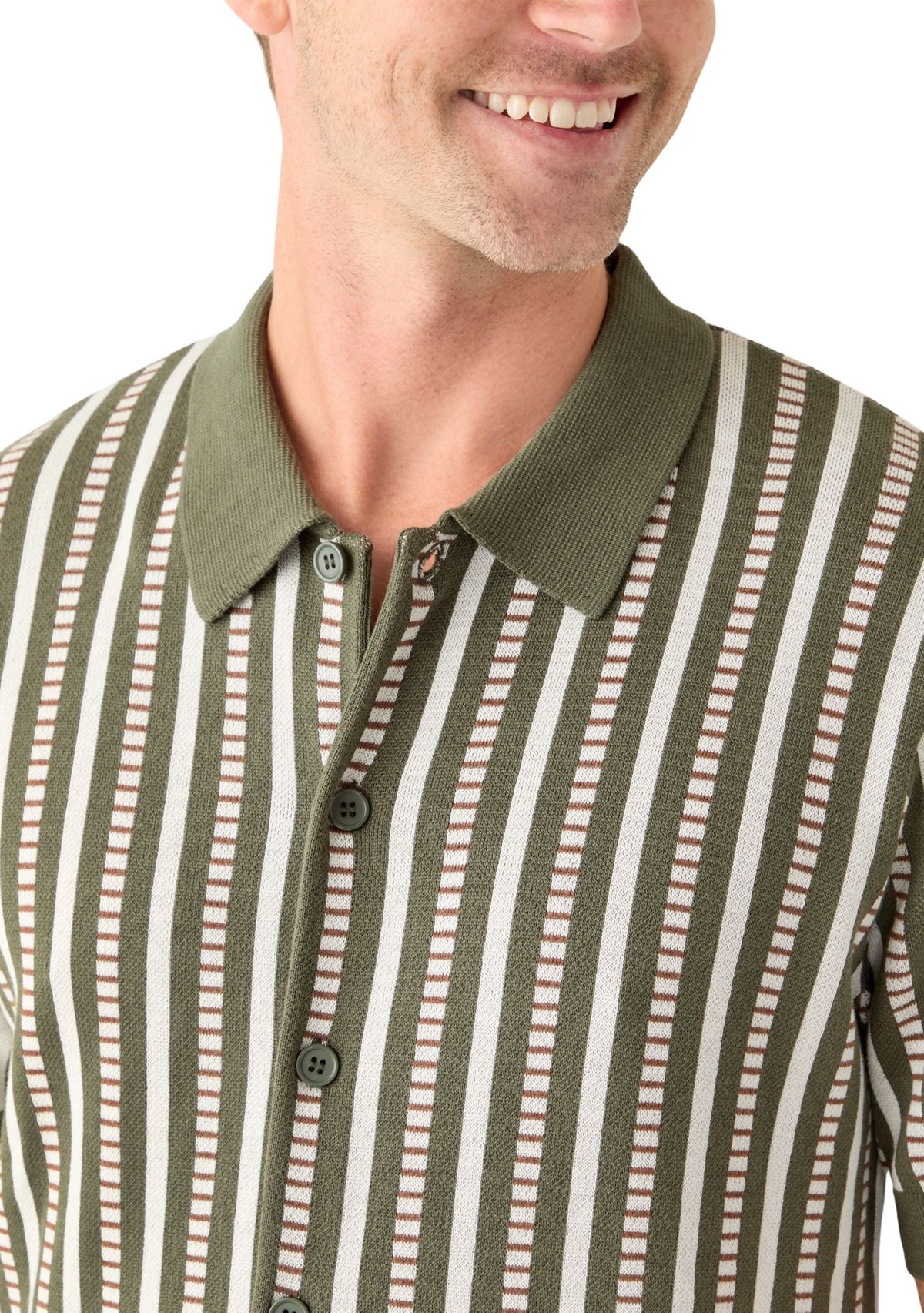 Mens Short Sleeve Patterned Button Up Polo Shirt 