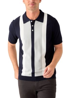 TRUTH by Republic Men's Short Sleeve Button Striped Polo Shirt, Large