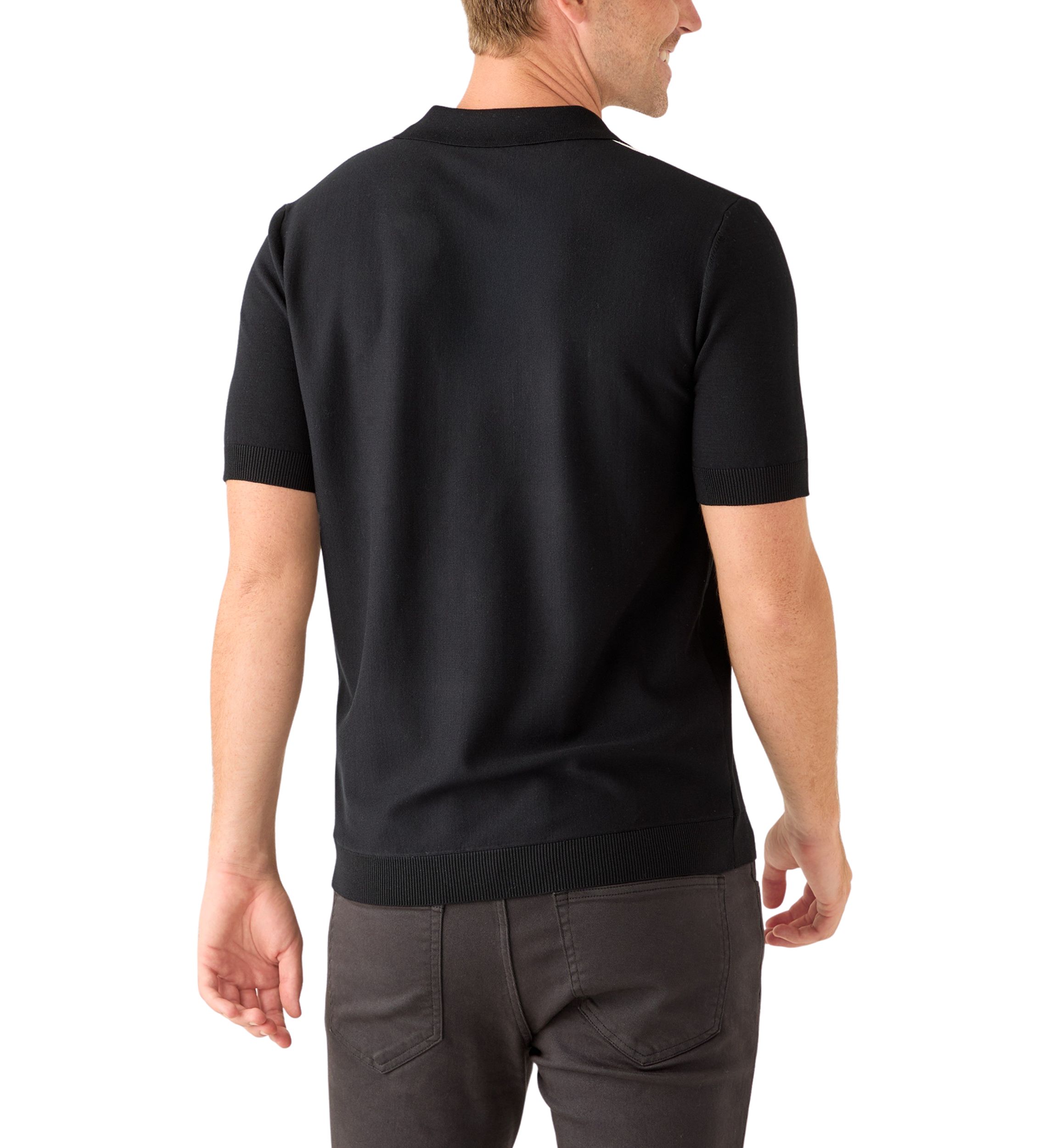 Mens Short Sleeve Button Striped Polo Shirt 