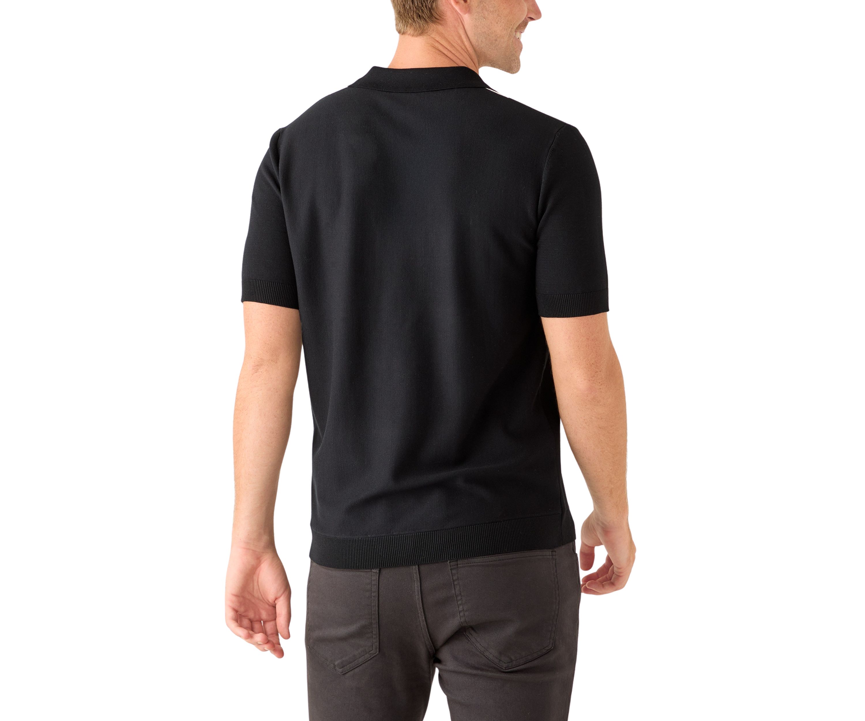 Mens Short Sleeve Button Striped Polo Shirt 