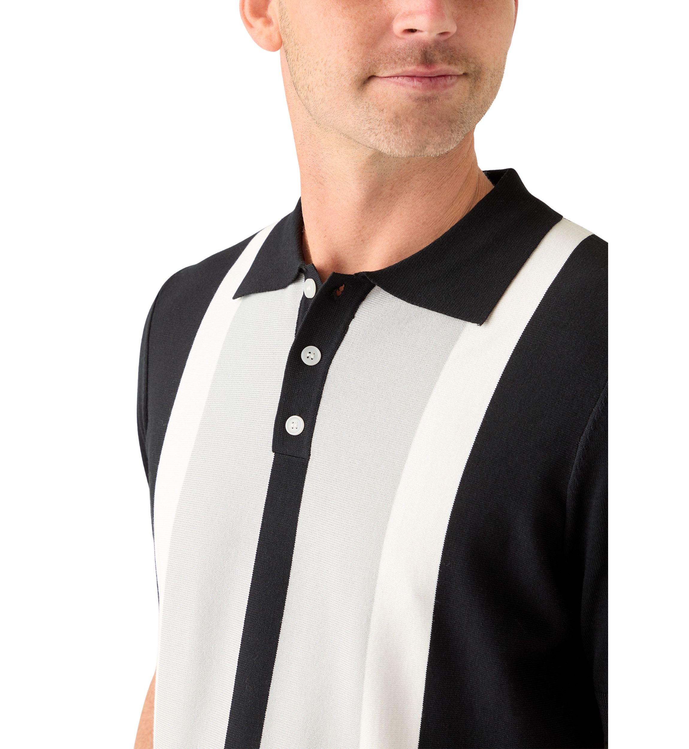 Mens Short Sleeve Button Striped Polo Shirt 