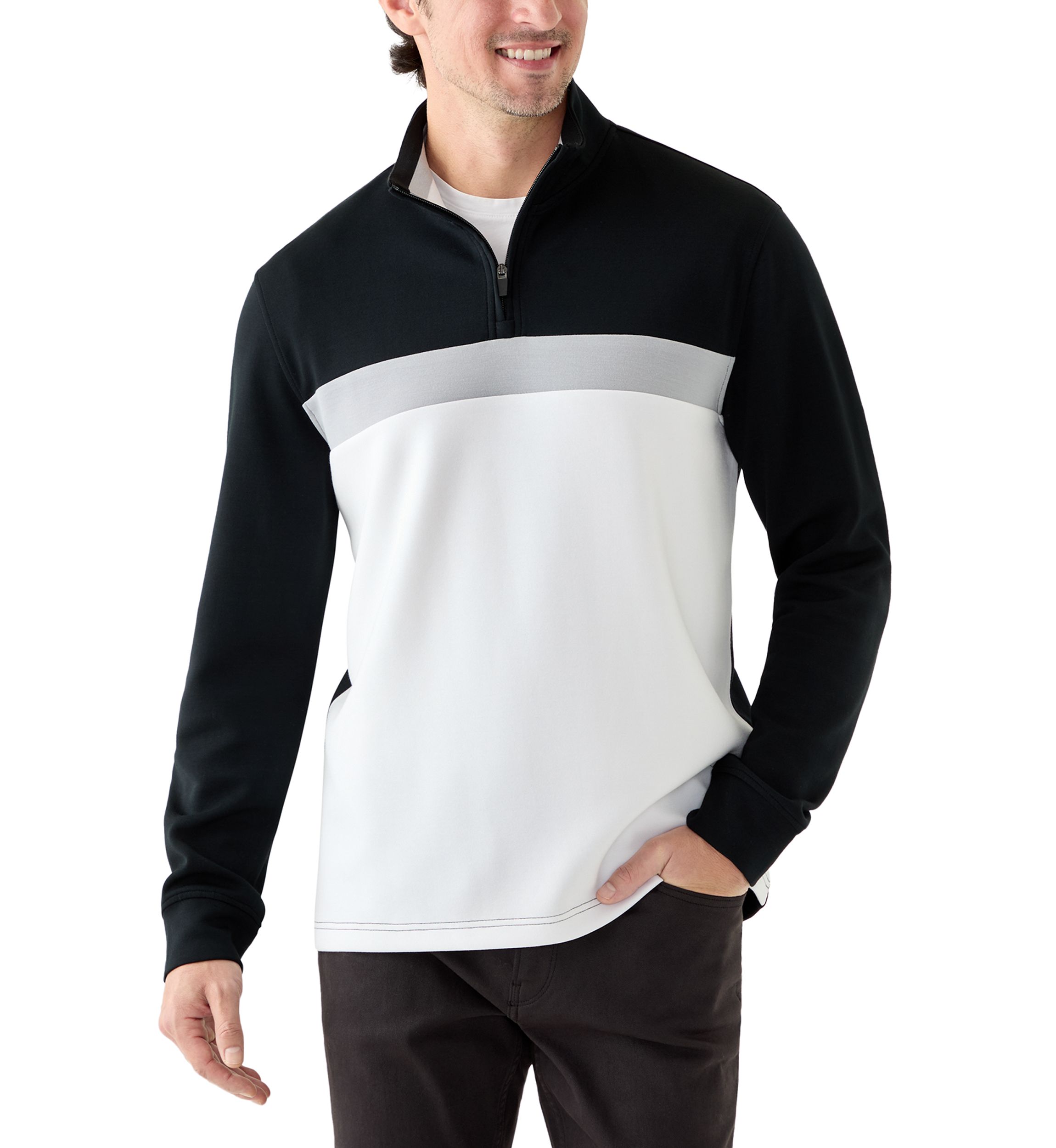 Mens Scuba Color Block Quarter Zip Sweatshirt