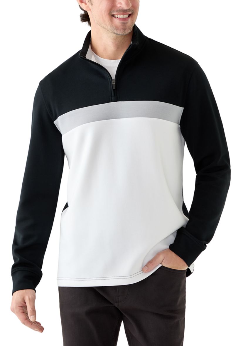 Mens Scuba Color Block Quarter Zip Sweatshirt