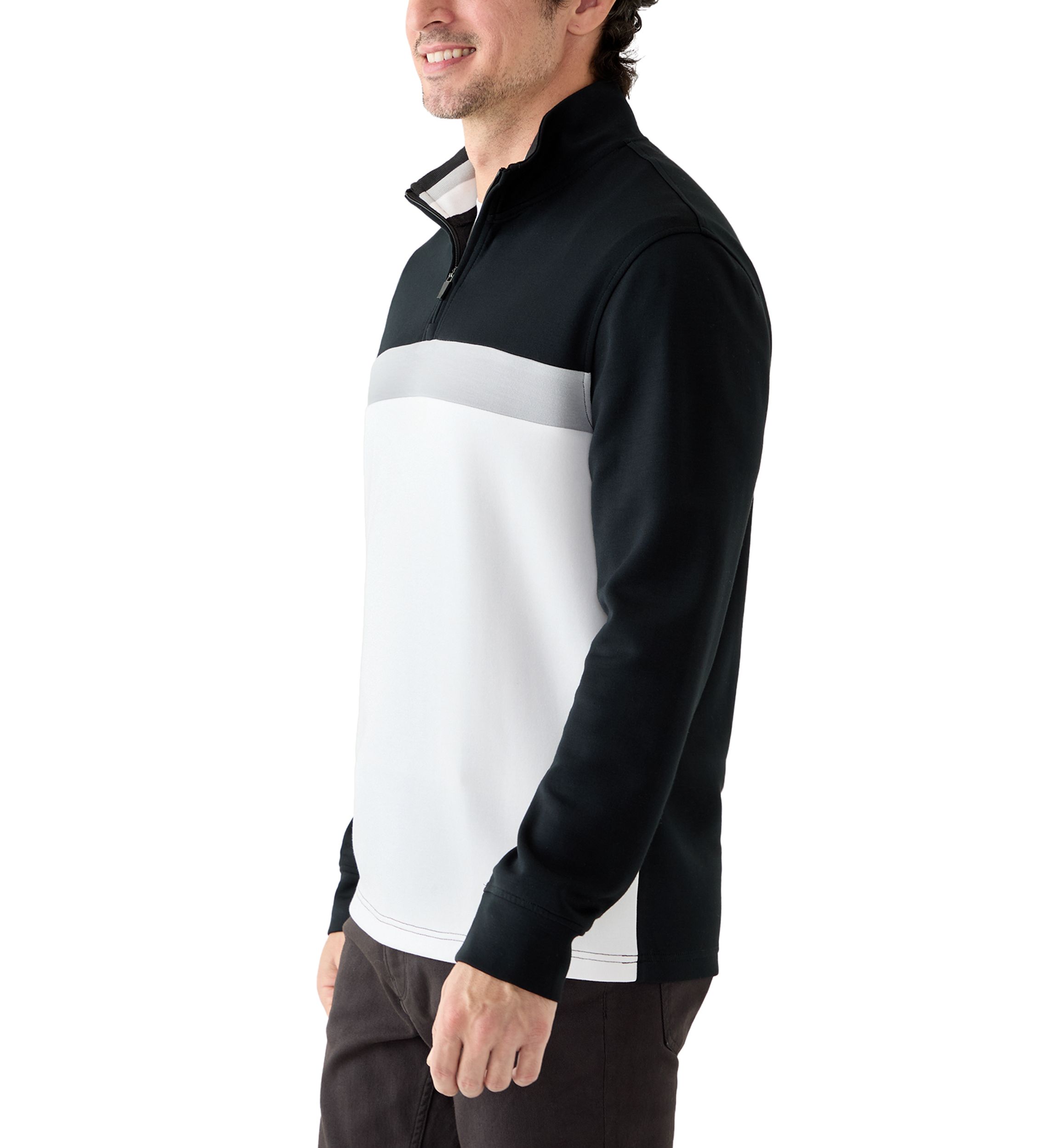 Mens Scuba Color Block Quarter Zip Sweatshirt