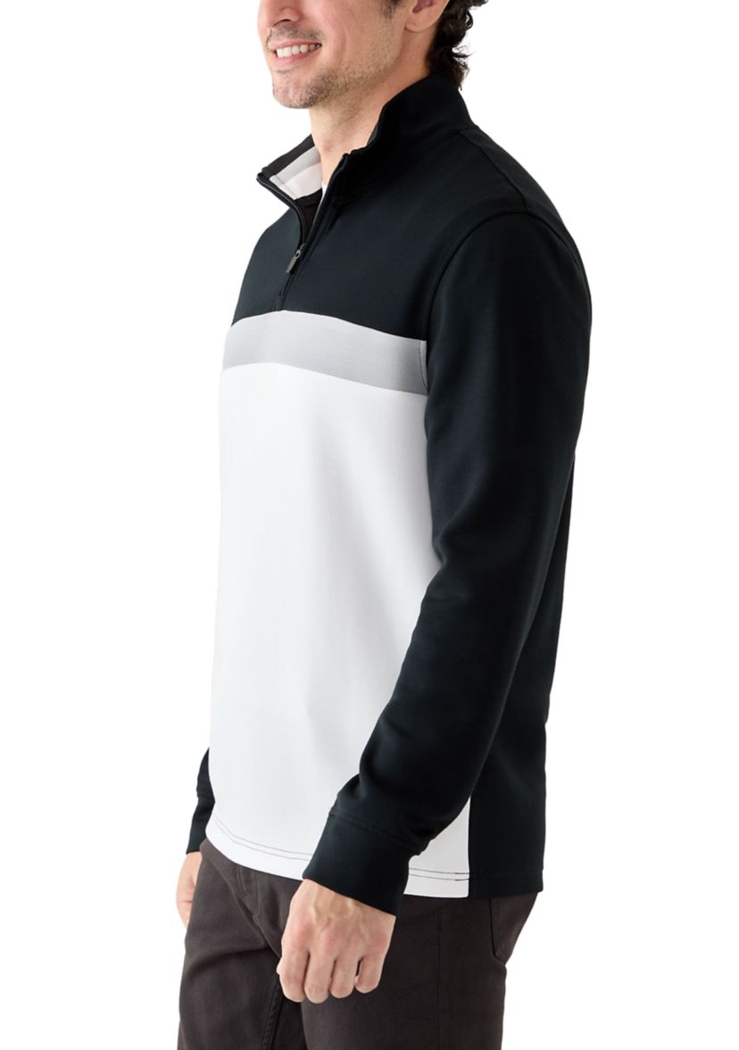 Mens Scuba Color Block Quarter Zip Sweatshirt