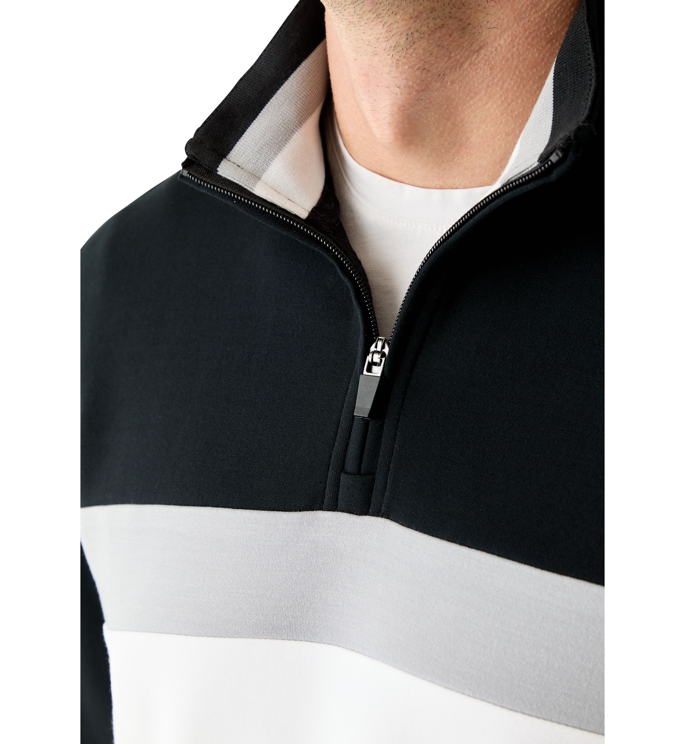 Mens Scuba Color Block Quarter Zip Sweatshirt