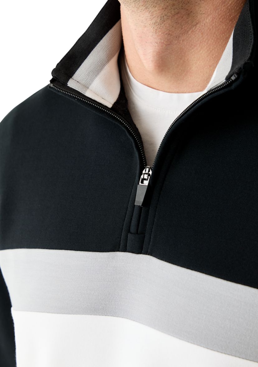 Mens Scuba Color Block Quarter Zip Sweatshirt