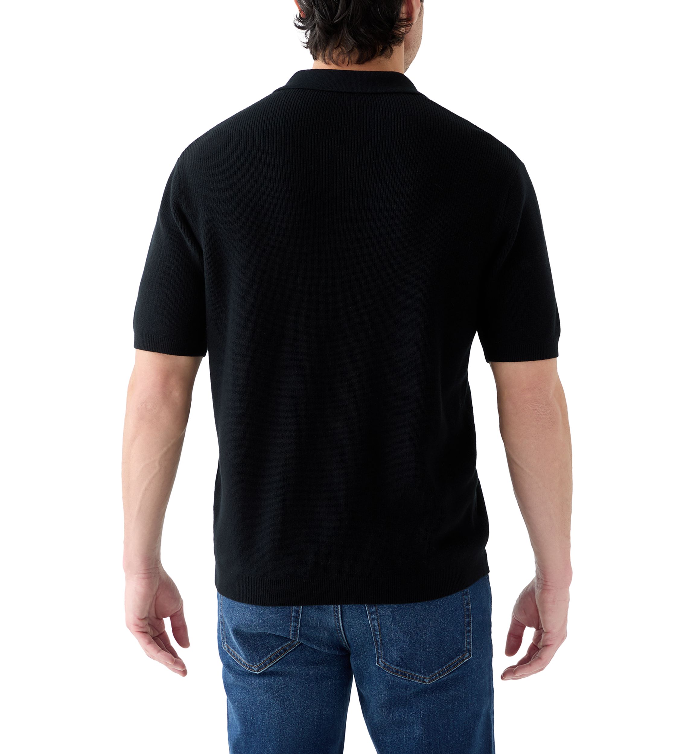 Mens Short Sleeve Ribbed Cotton Pullover