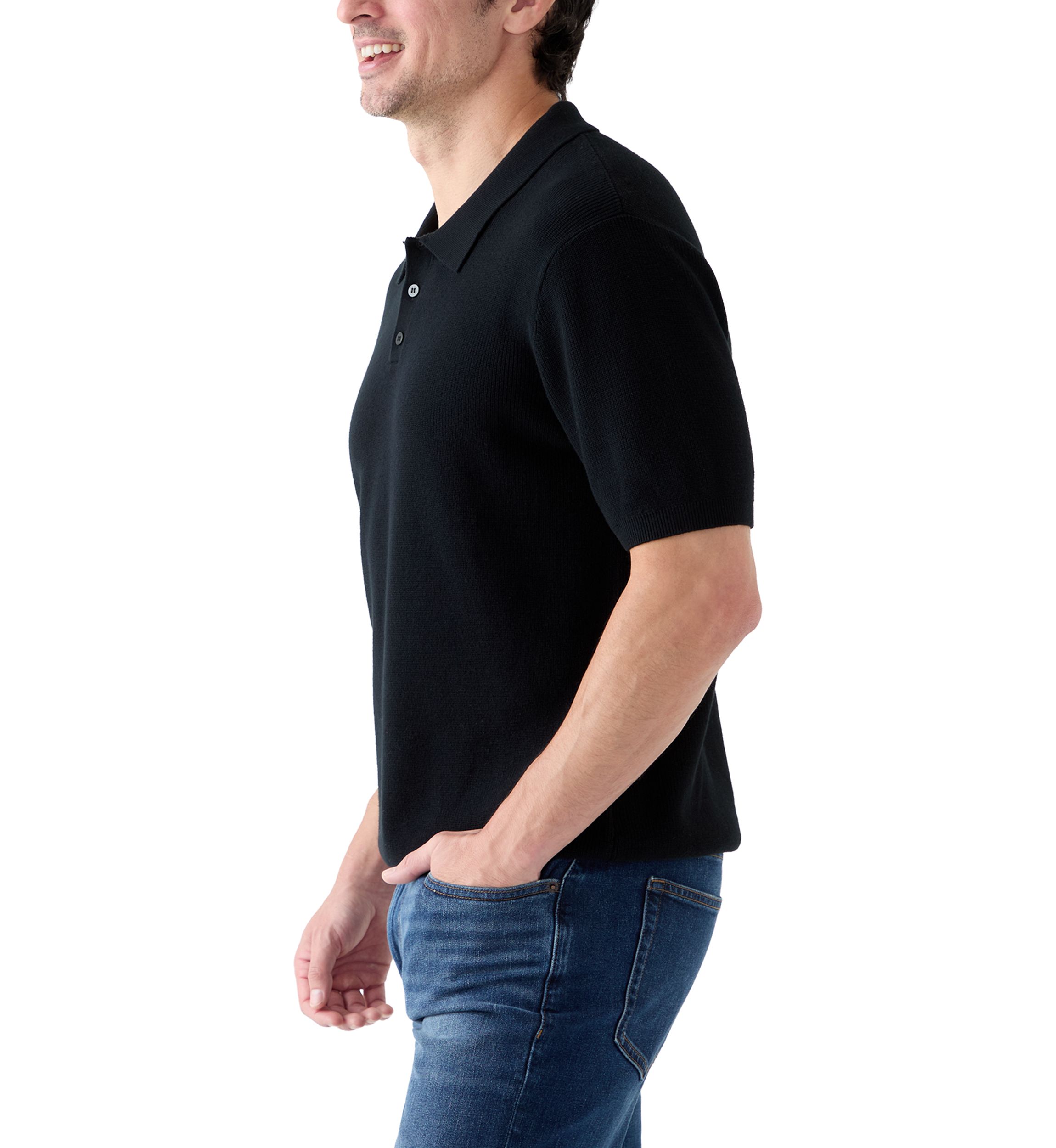 Mens Short Sleeve Ribbed Cotton Pullover