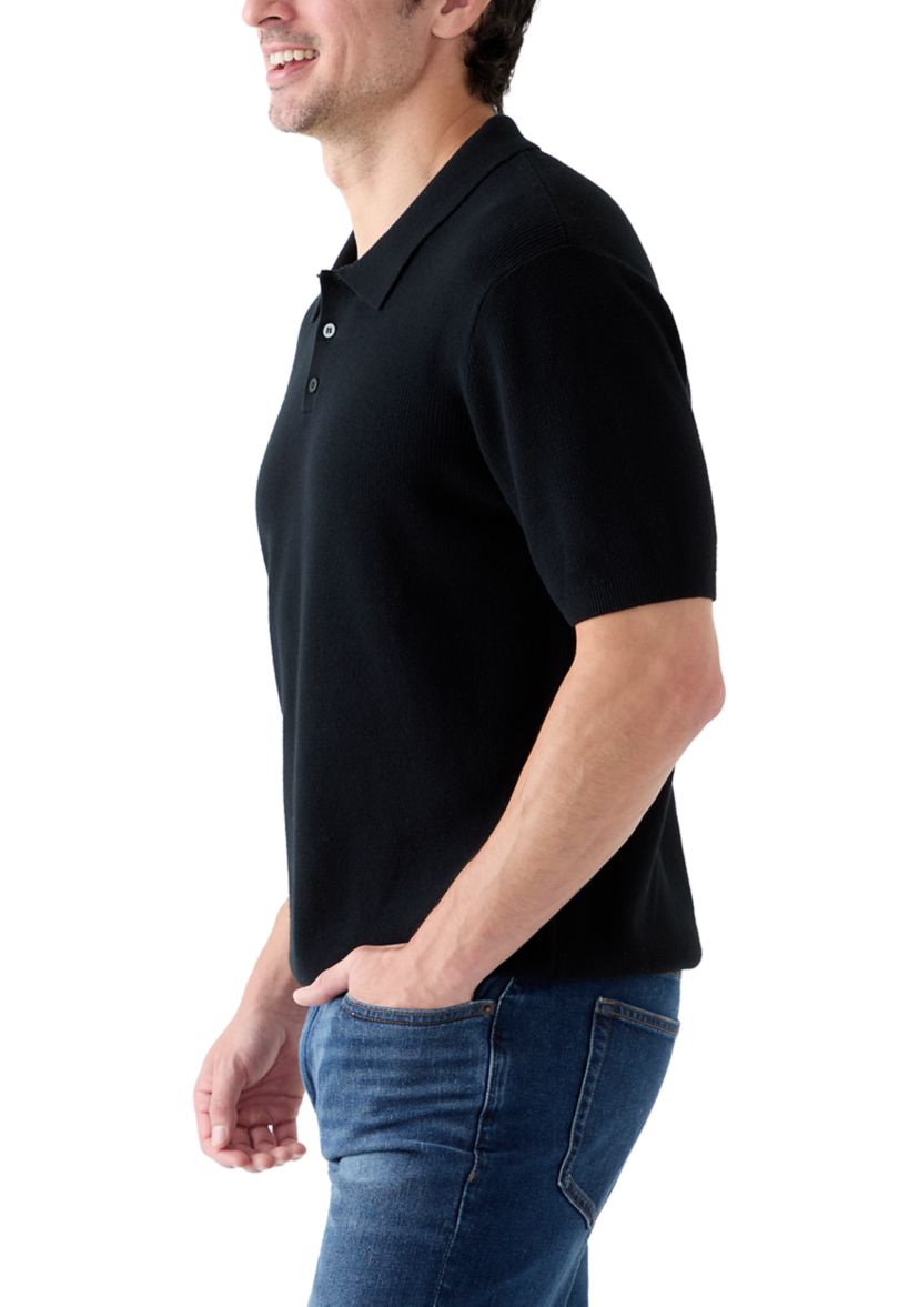 Mens Short Sleeve Ribbed Cotton Pullover