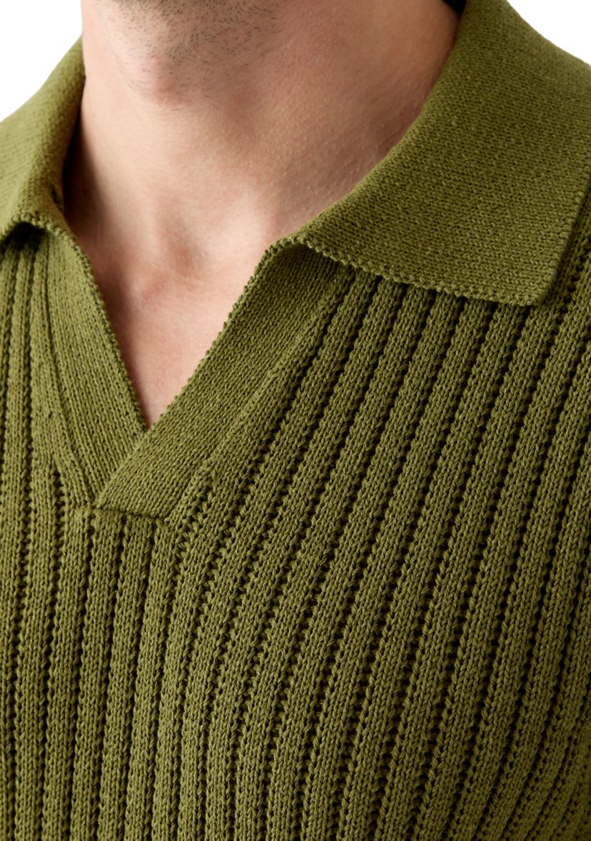 Mens Crochet Johnny Collar Polo Shirt