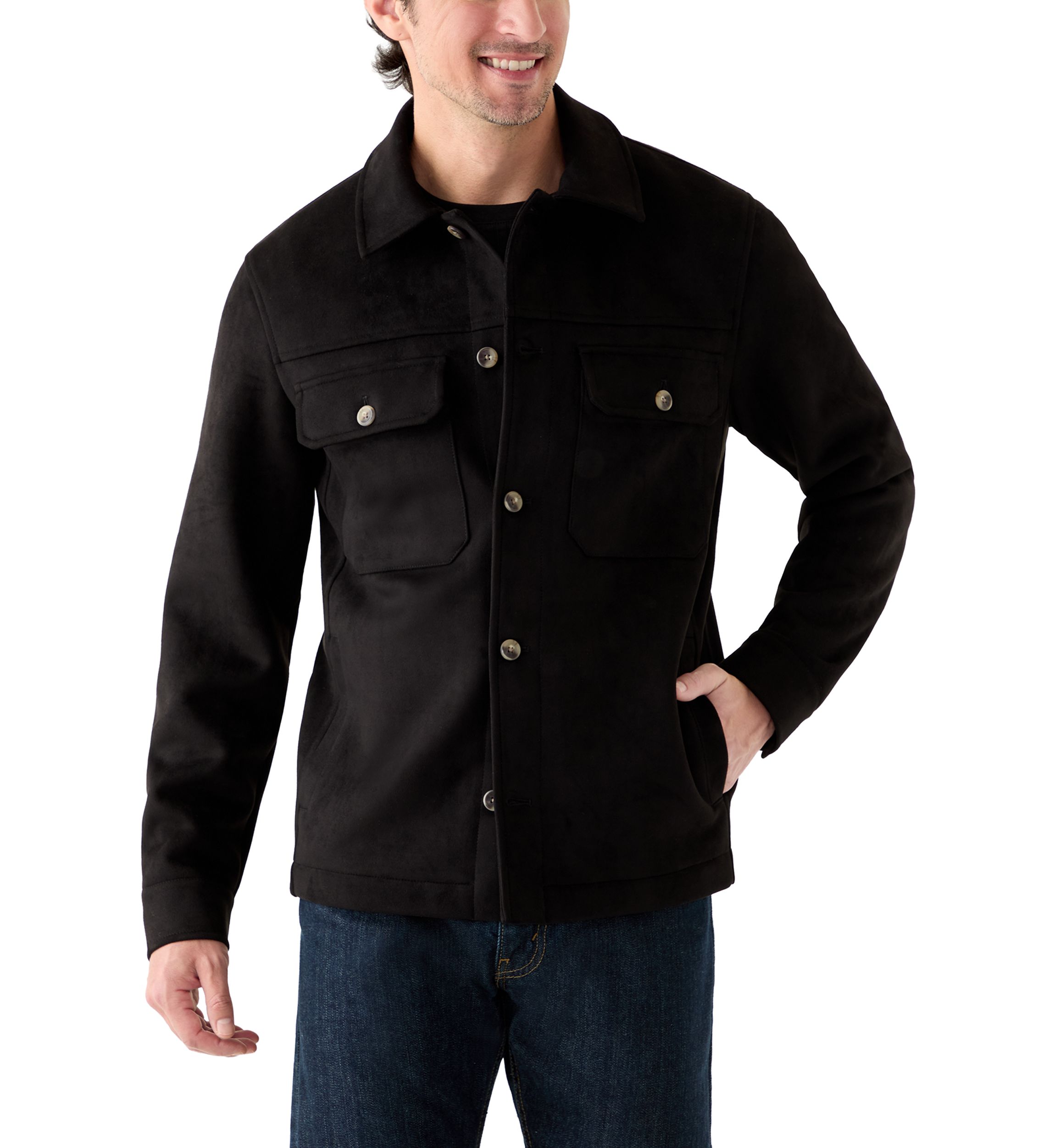 Mens Faux Suede Overshirt