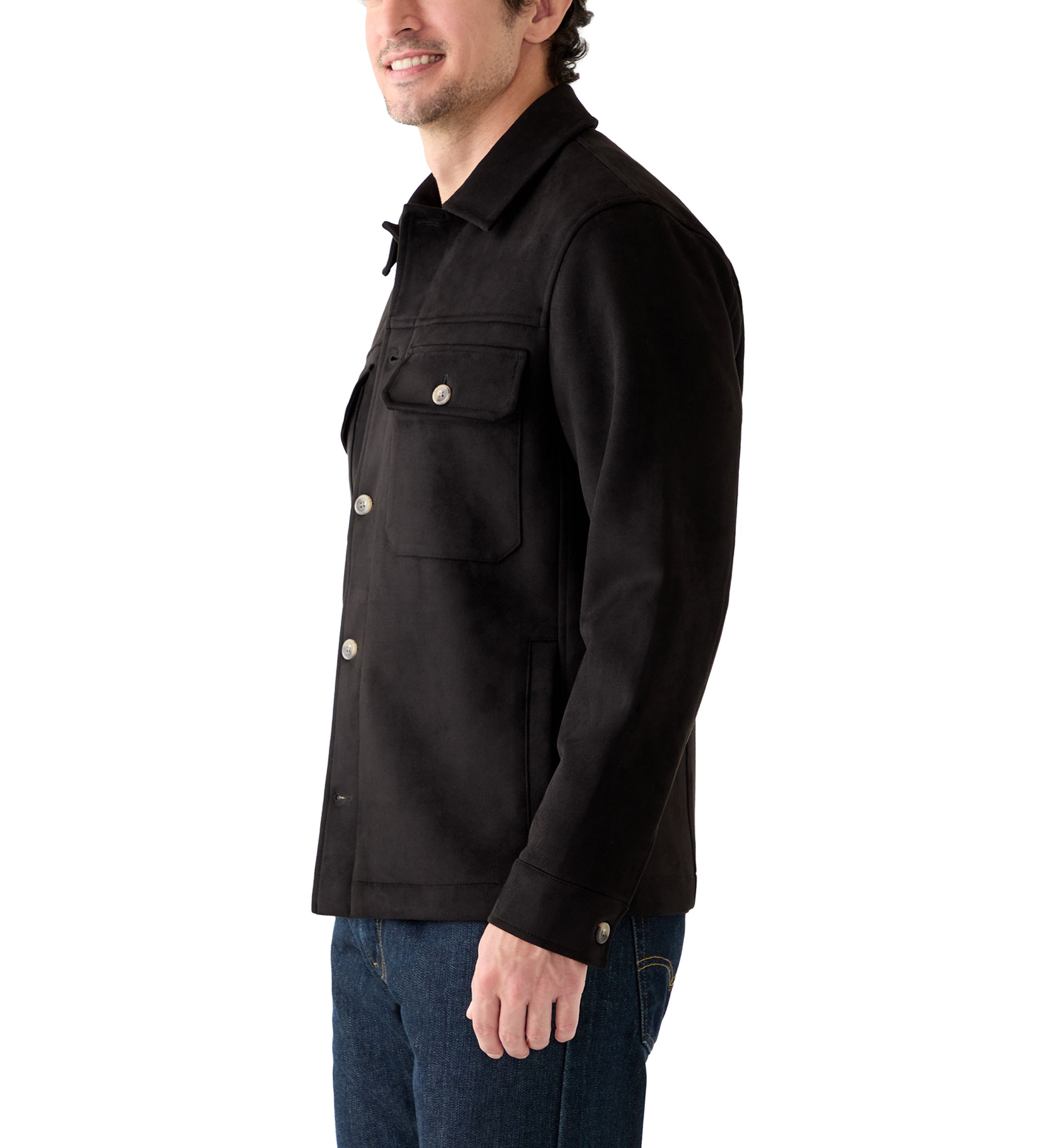 Mens Faux Suede Overshirt