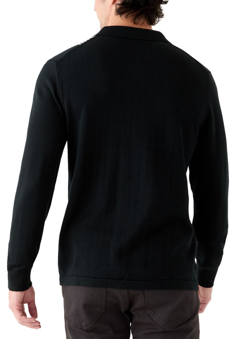 Mens Button Front Cable Sweater