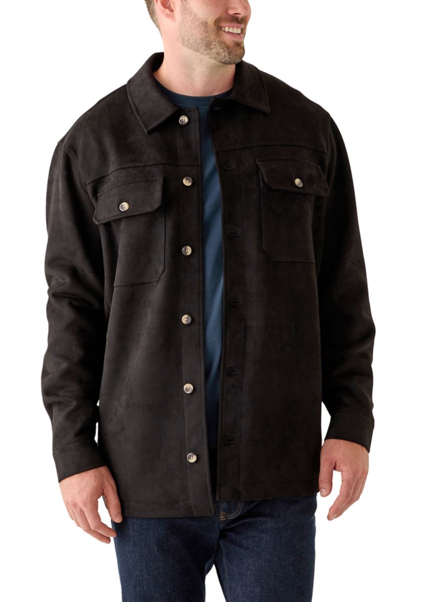 Big & Tall Long Sleeve Faux Suede Overshirt