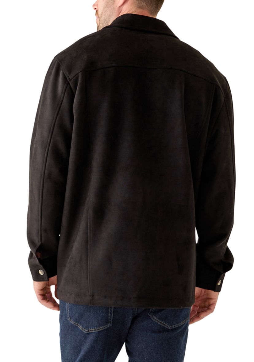 Big & Tall Long Sleeve Faux Suede Overshirt