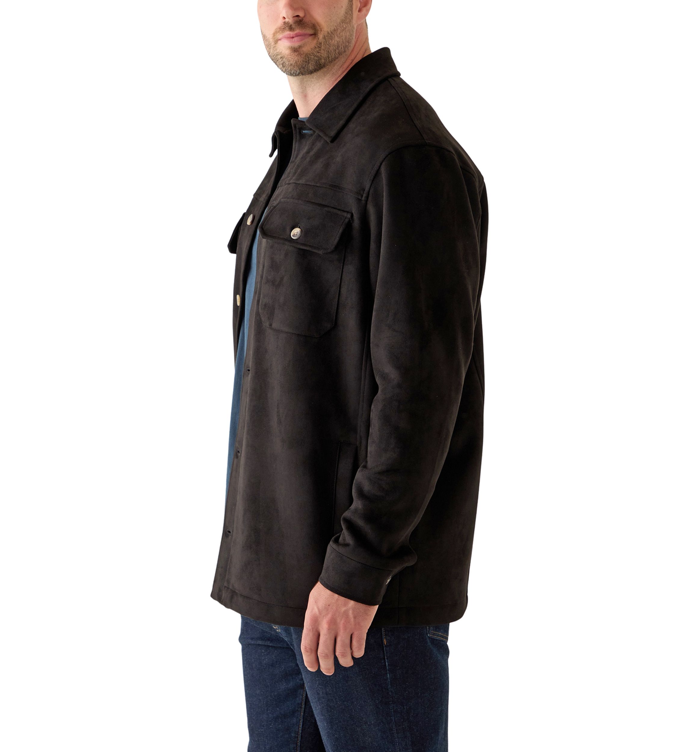 Big & Tall Long Sleeve Faux Suede Overshirt