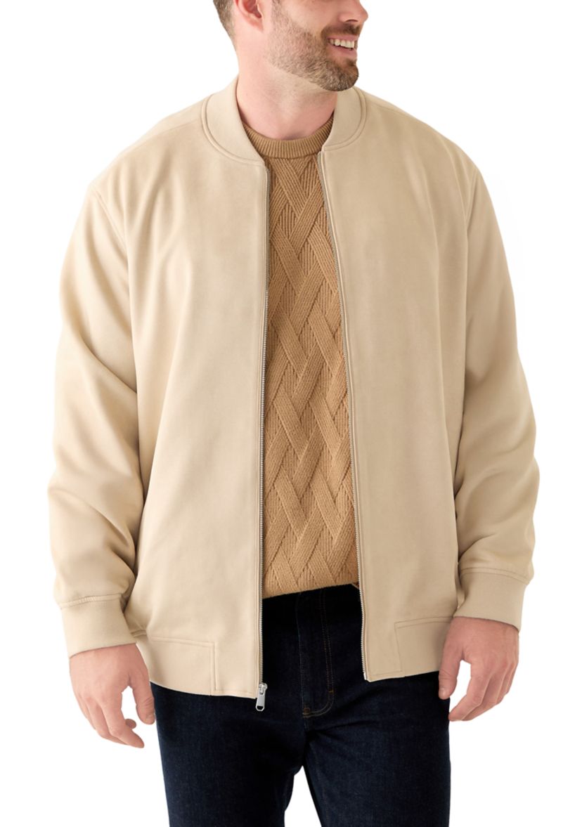 Big & Tall Long Sleeve Suede Bomber Jacket
