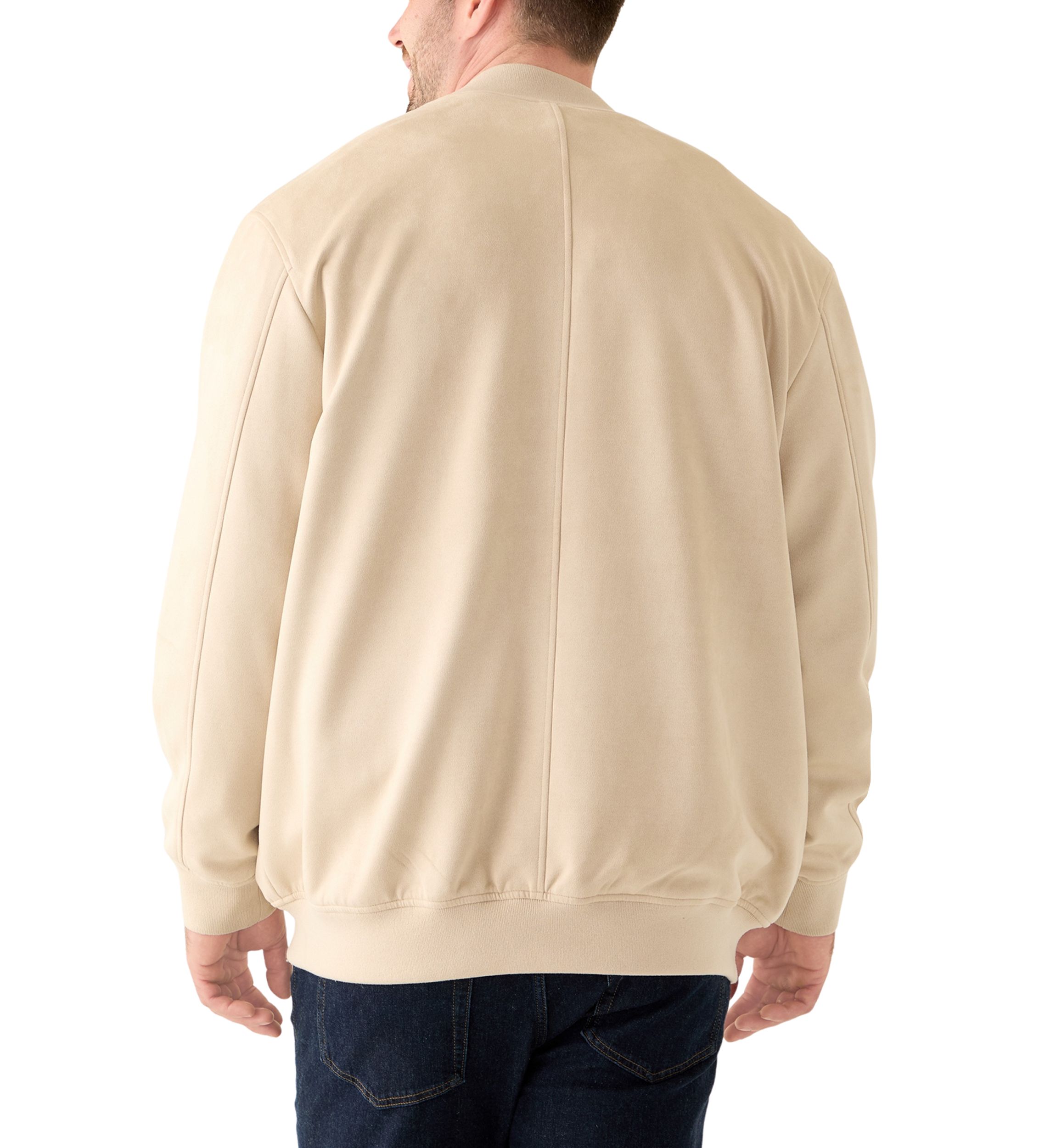 Big & Tall Long Sleeve Suede Bomber Jacket