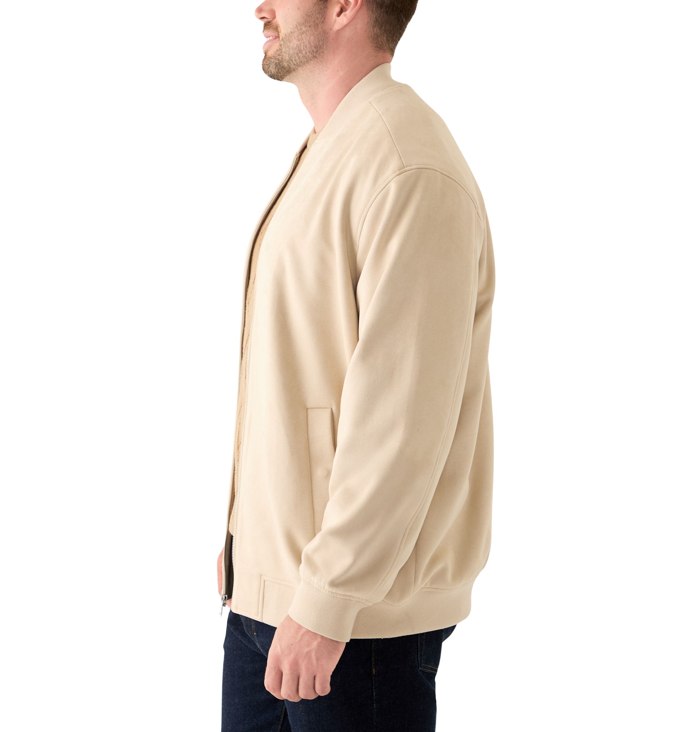 Big & Tall Long Sleeve Suede Bomber Jacket