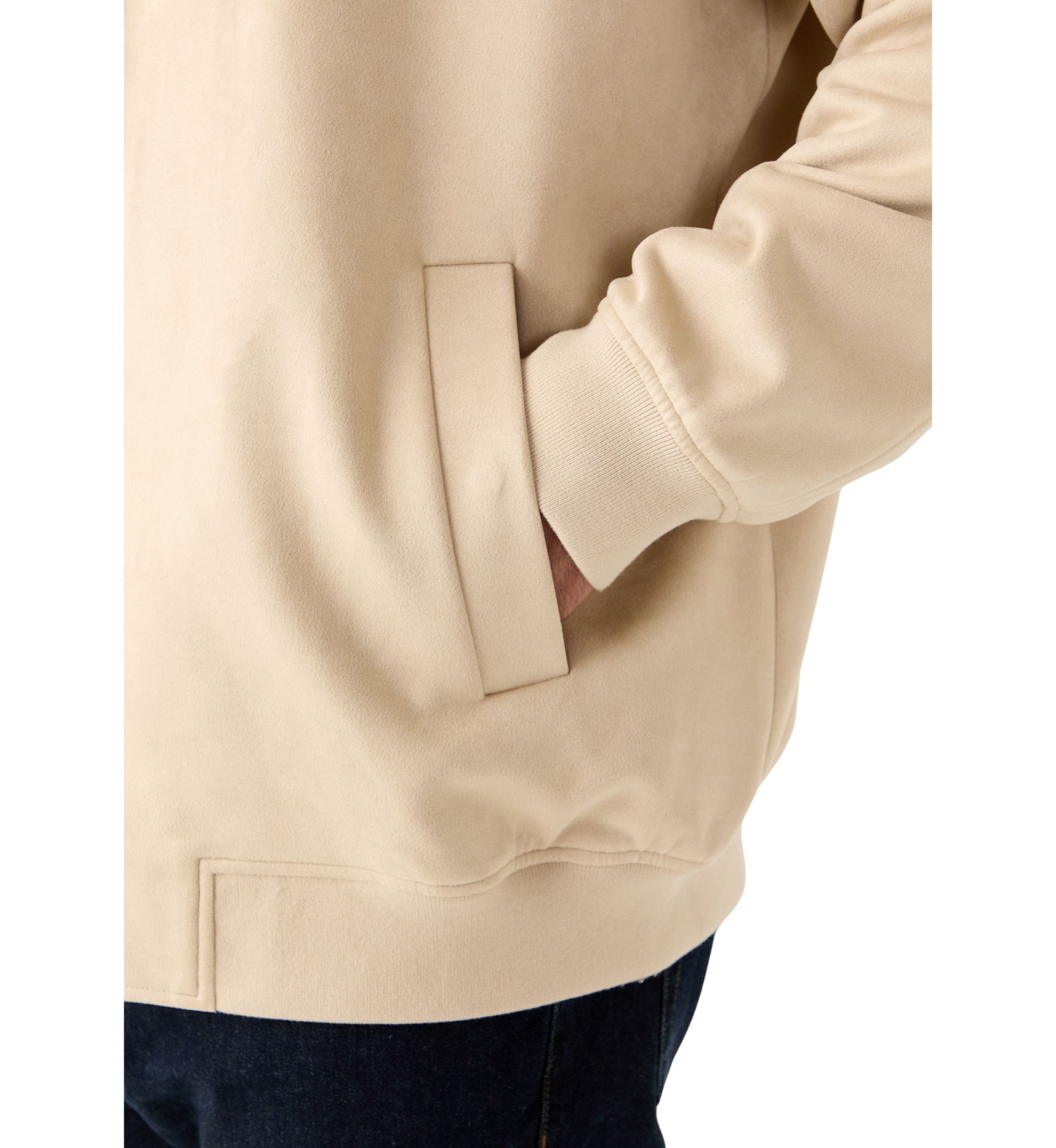 Big & Tall Long Sleeve Suede Bomber Jacket