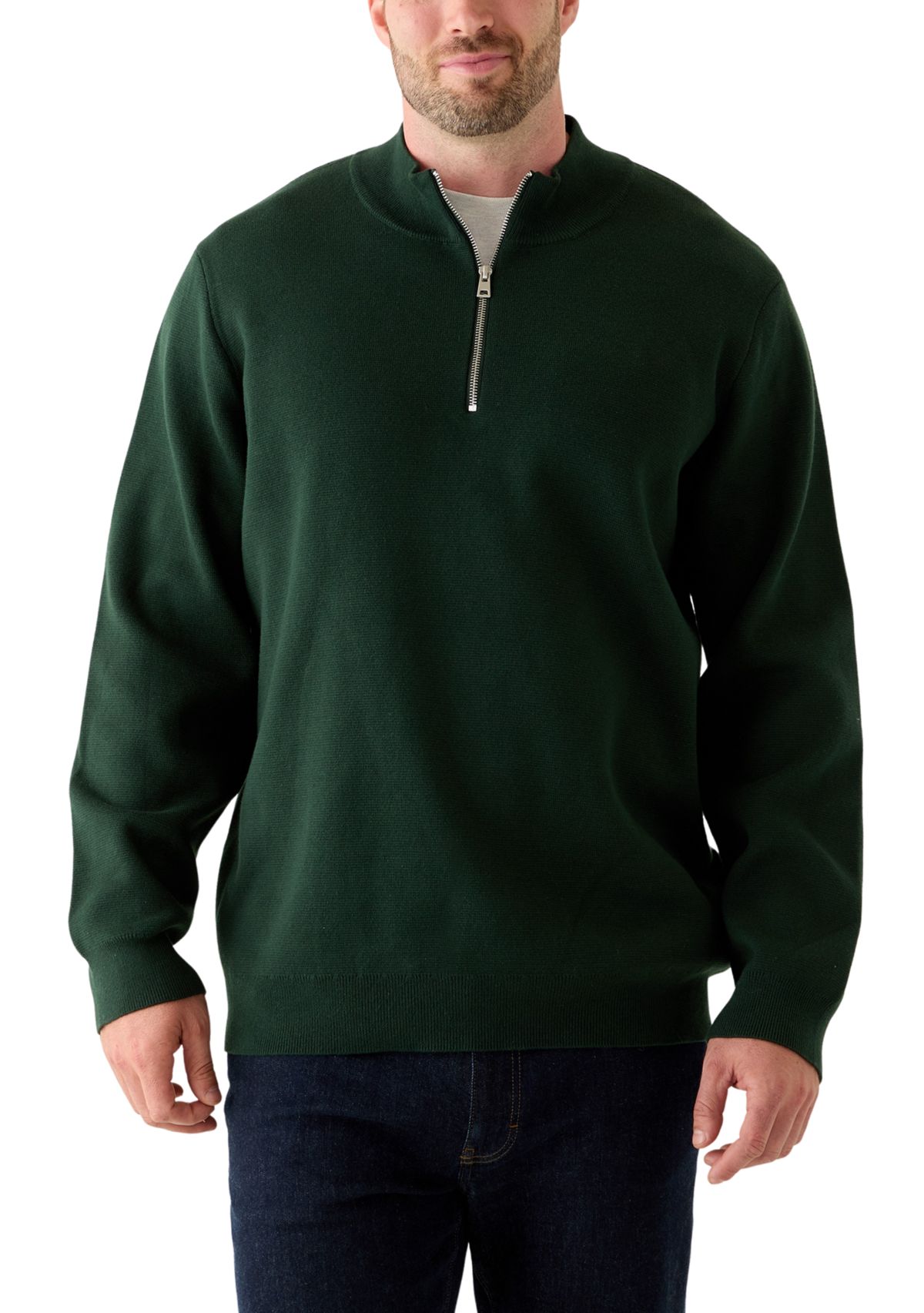 Big & Tall Long Sleeve Quarter Zip Sweater