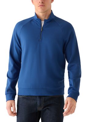 TRUTH by Republic Men's Performance Textured Quarter Zip Sweatshirt, Blue, Large