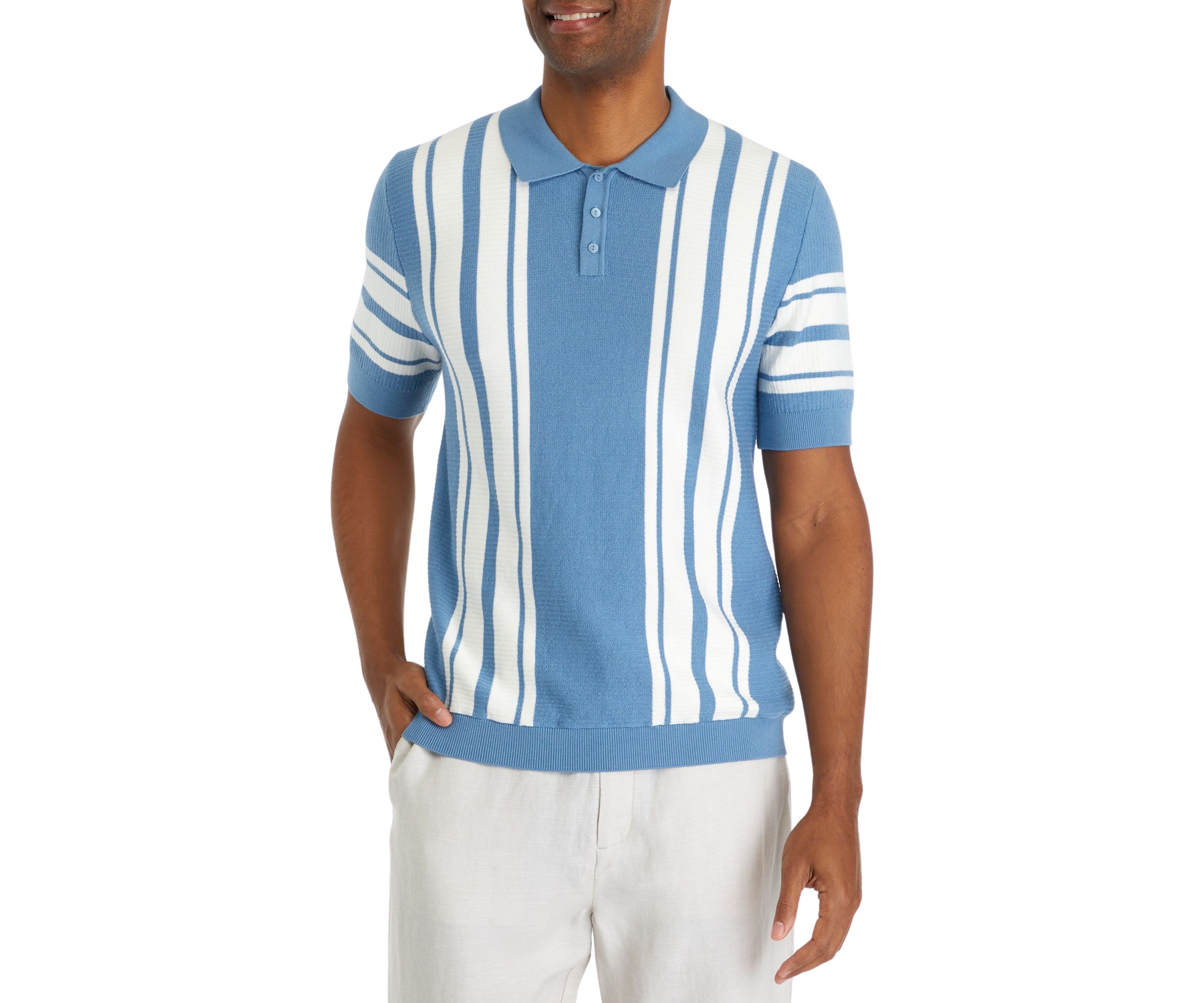 Mens Striped Cotton Polo Shirt
