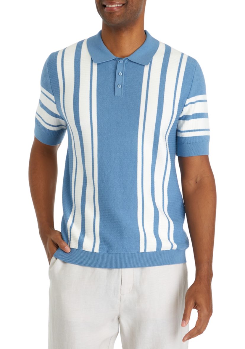Mens Striped Cotton Polo Shirt
