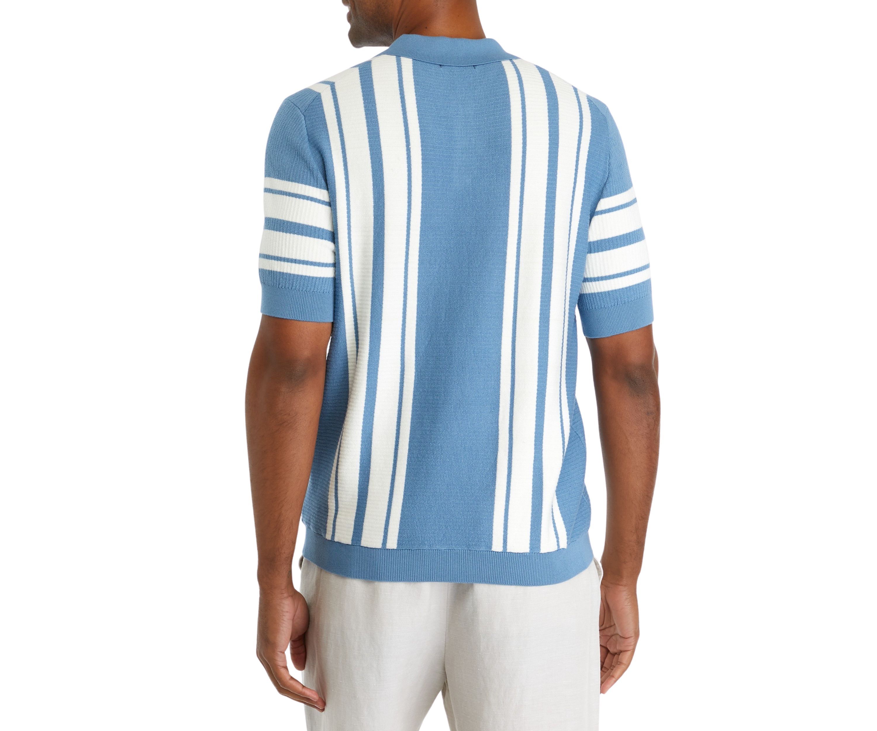 Mens Striped Cotton Polo Shirt