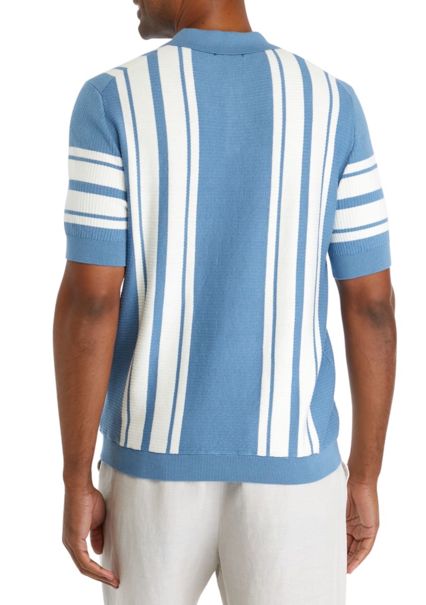 Mens Striped Cotton Polo Shirt