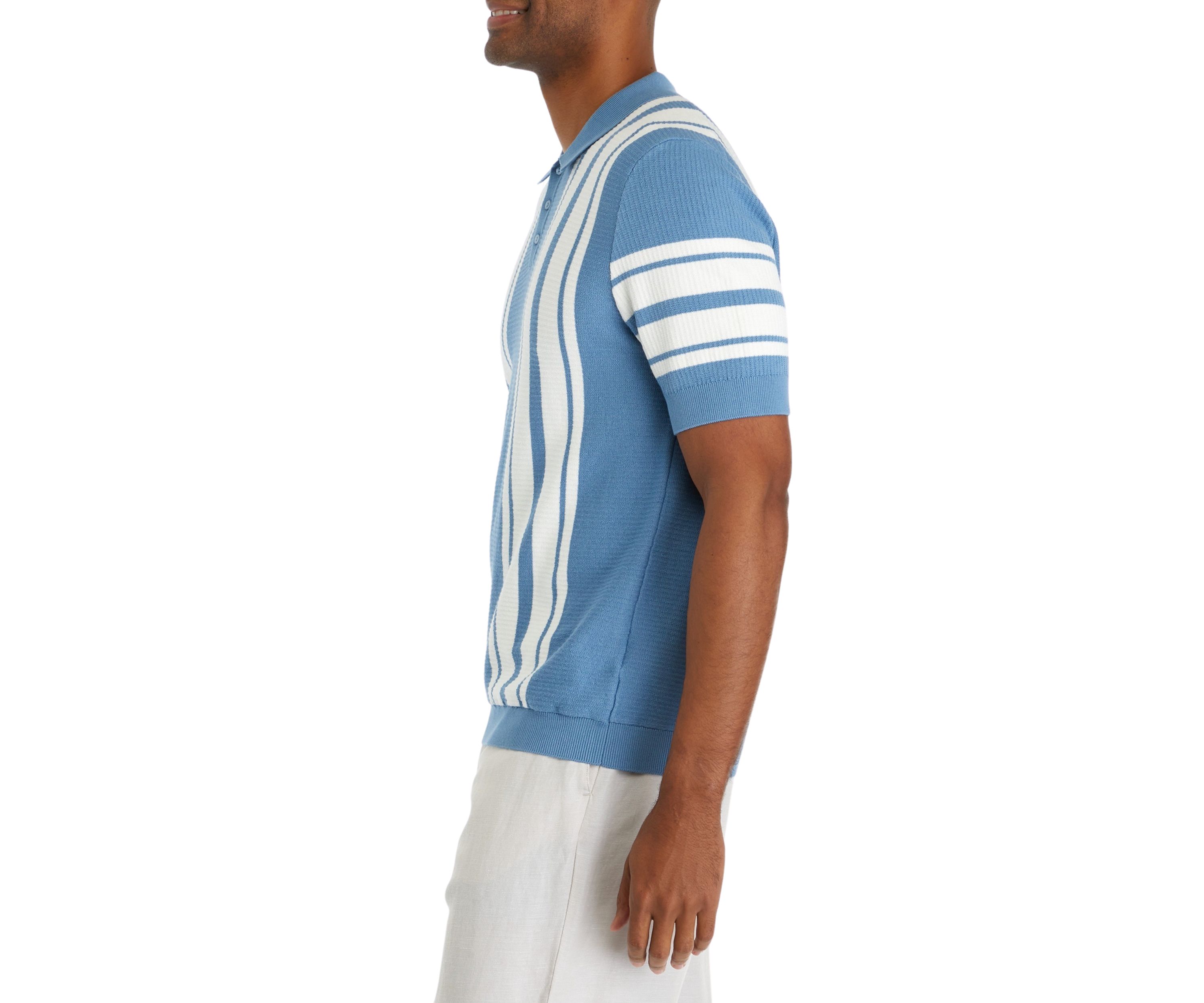 Mens Striped Cotton Polo Shirt