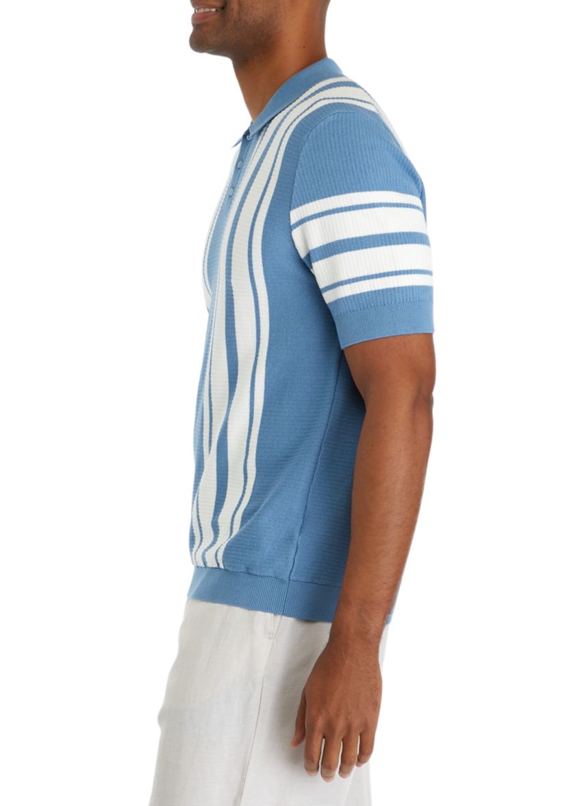 Mens Striped Cotton Polo Shirt