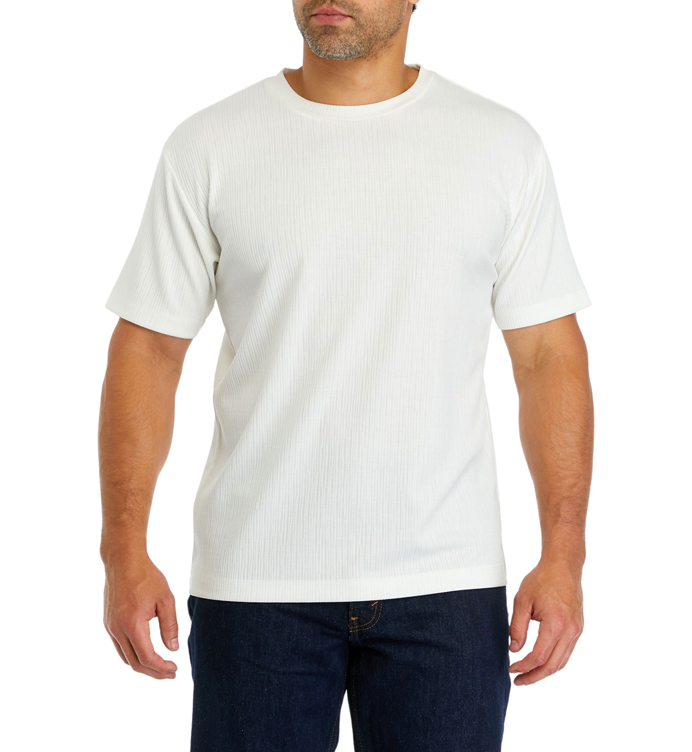 Solid Crew Neck Jacquard T-Shirt 