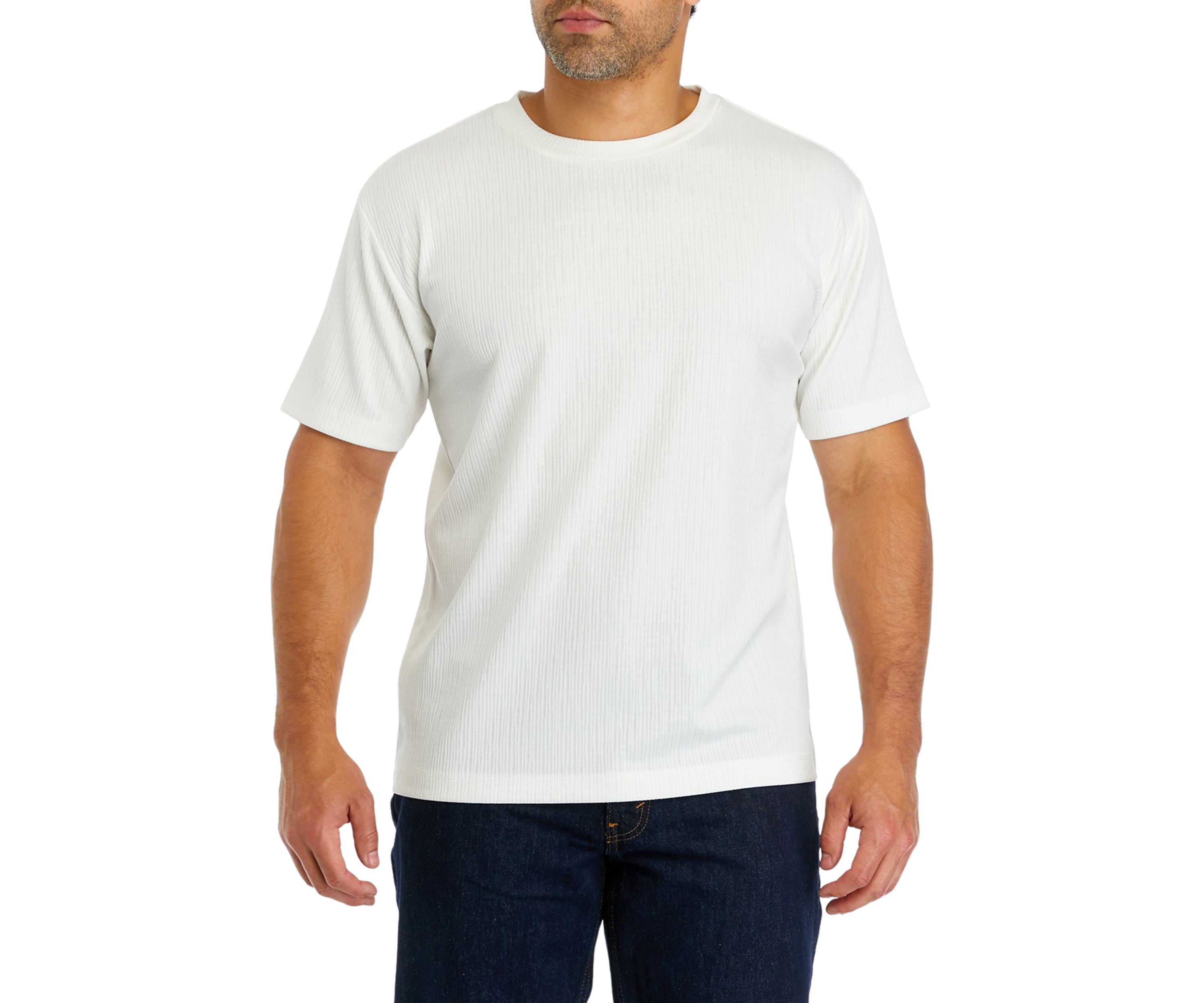 Solid Crew Neck Jacquard T-Shirt 