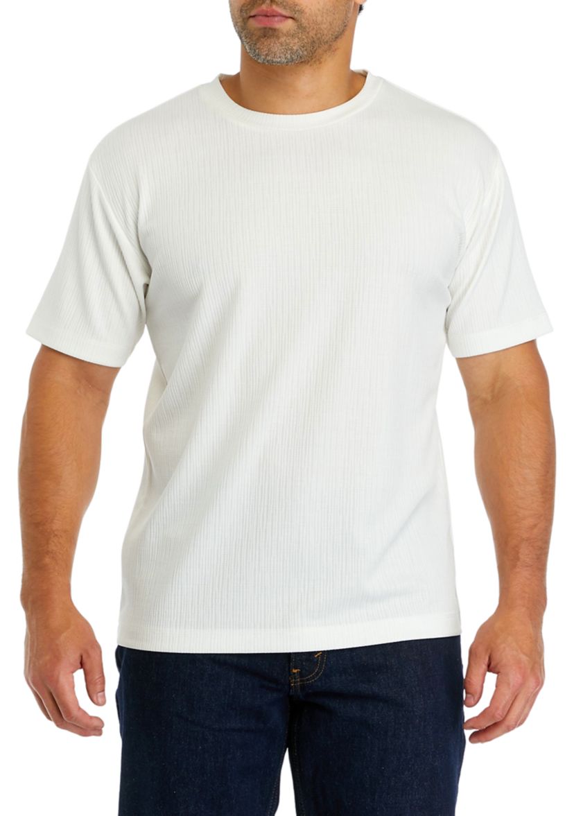 Solid Crew Neck Jacquard T-Shirt 