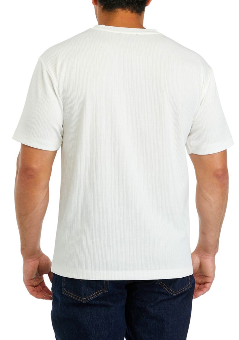 Solid Crew Neck Jacquard T-Shirt 