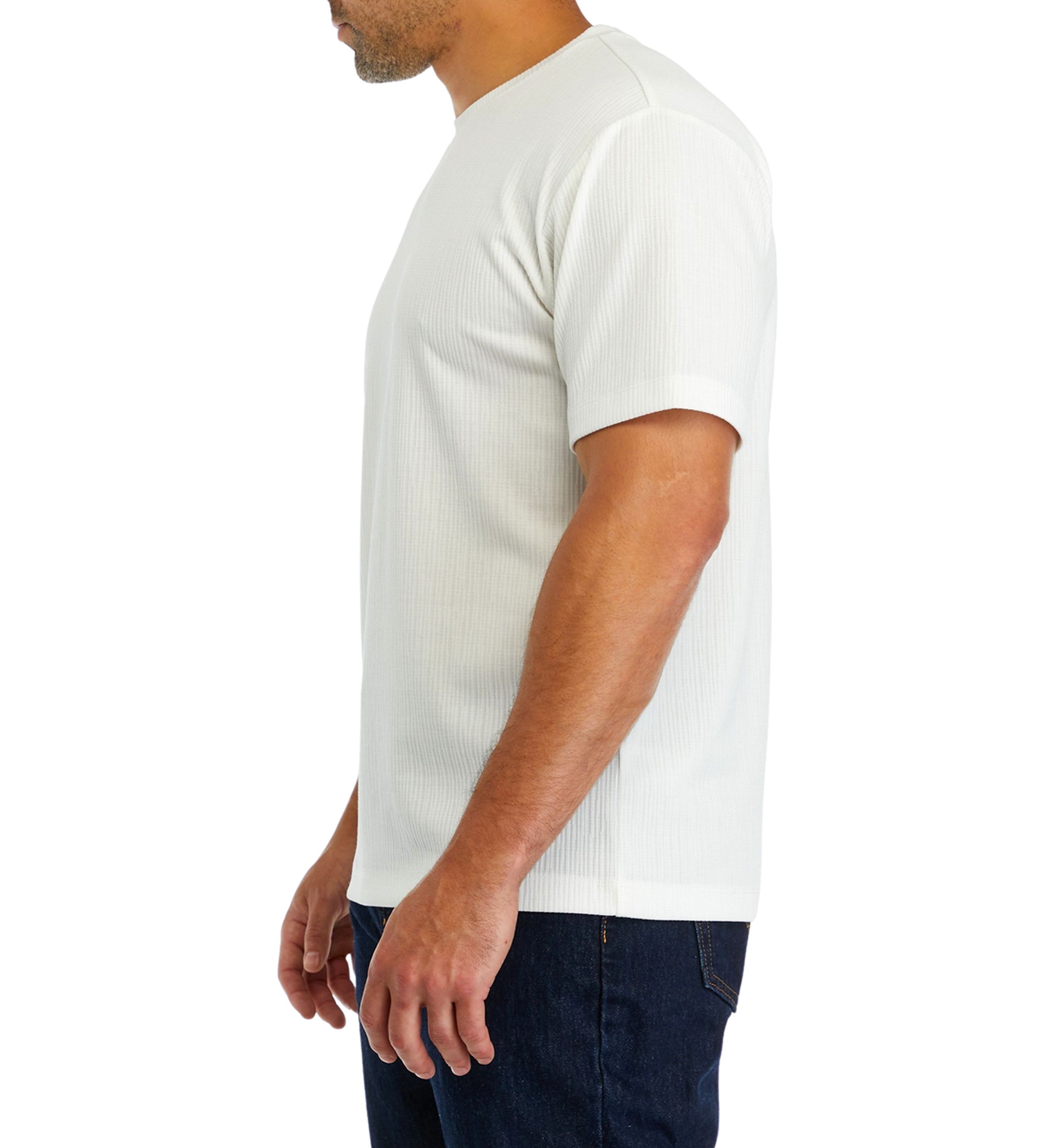 Solid Crew Neck Jacquard T-Shirt 