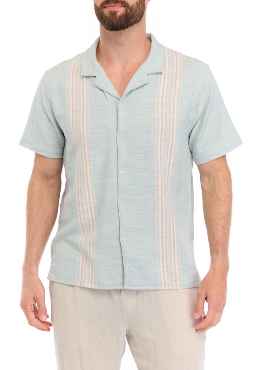 Mens Short Sleeve Woven Stripe Shirt