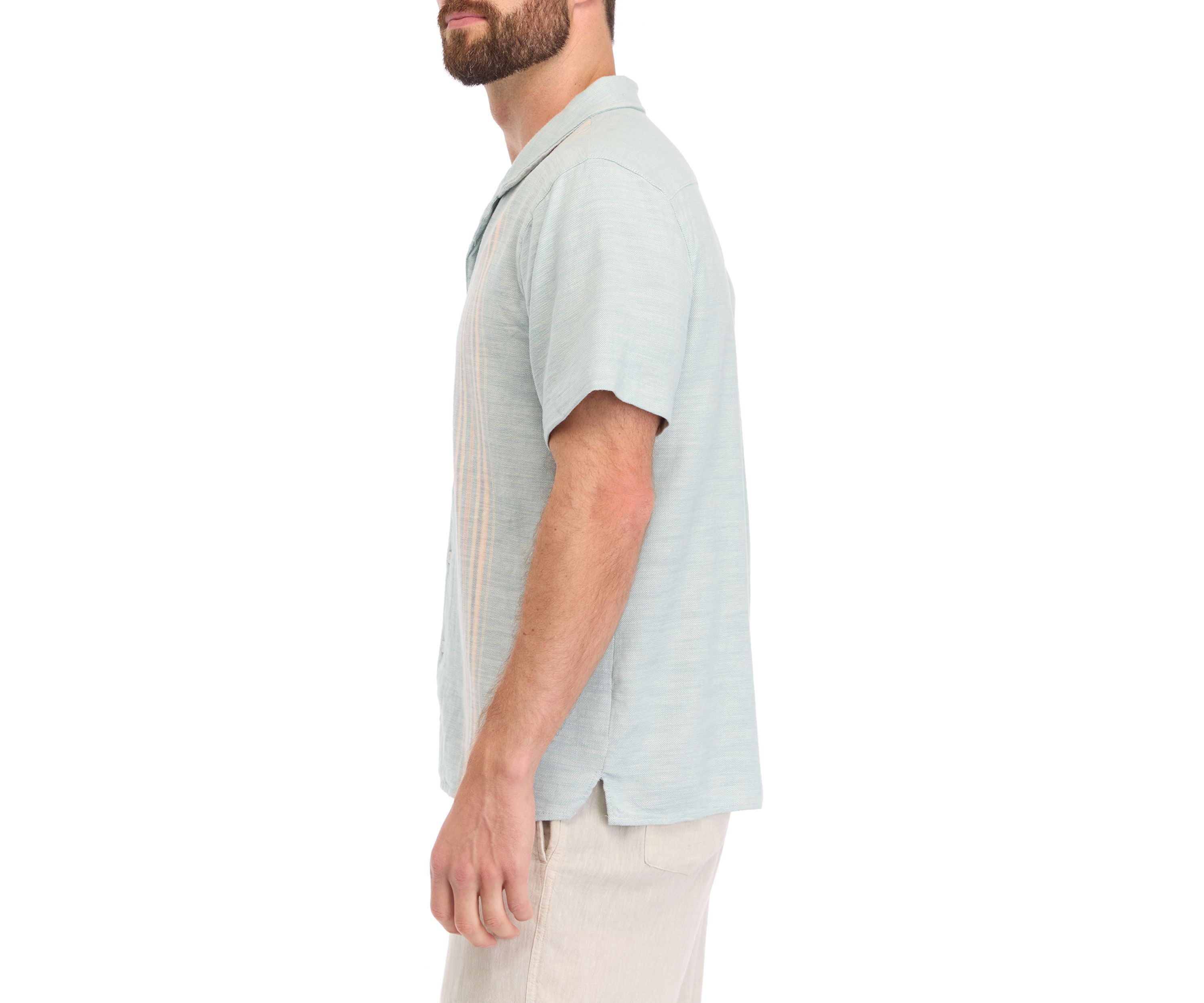 Mens Short Sleeve Woven Stripe Shirt