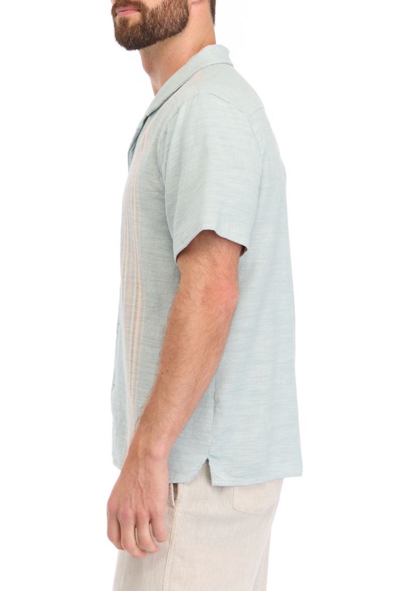 Mens Short Sleeve Woven Stripe Shirt